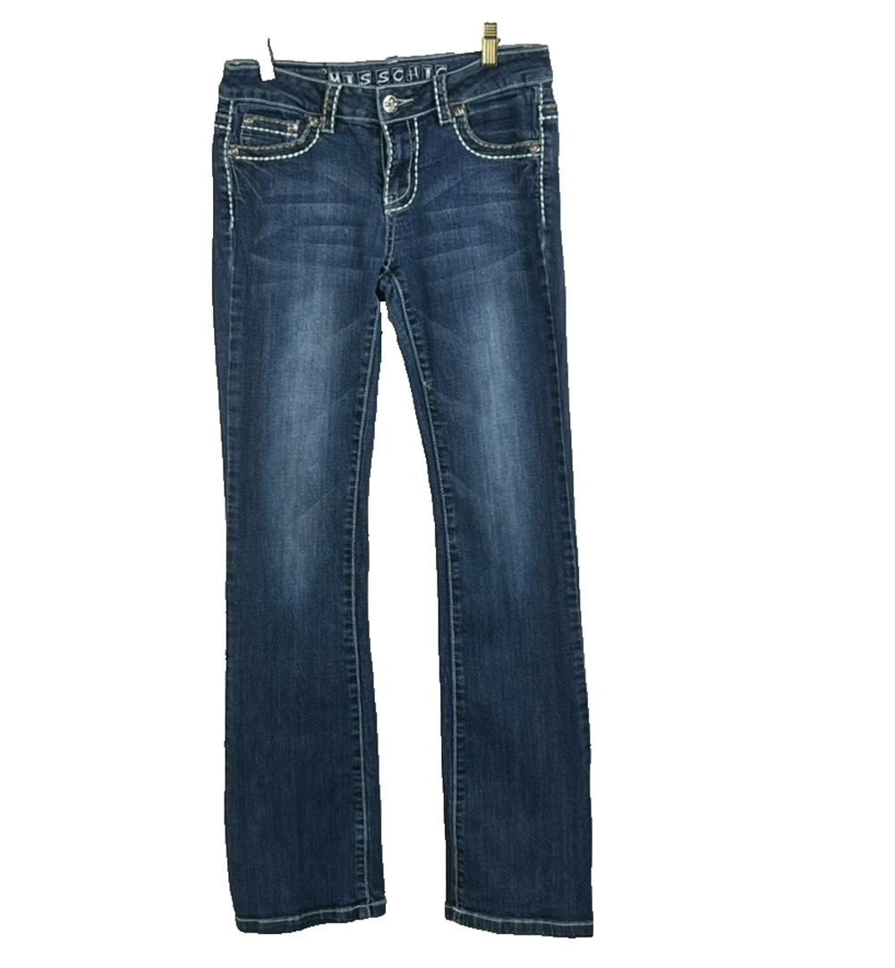 Miss Chic USA Boot Cut Jeans Women's Size 7 Embroidered Stretch Medium Wash